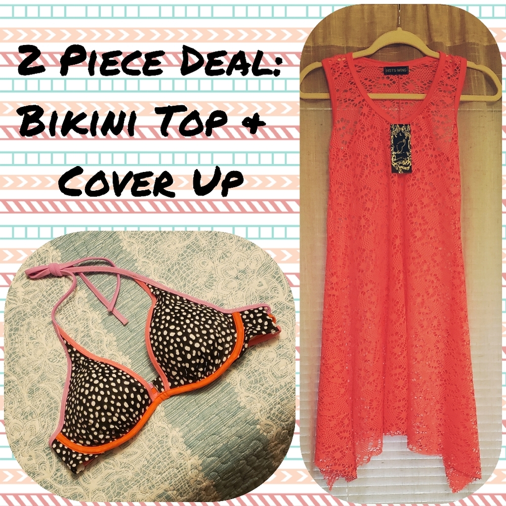Victoria's Secret Bikini Top & Hot Wing Cover-Up